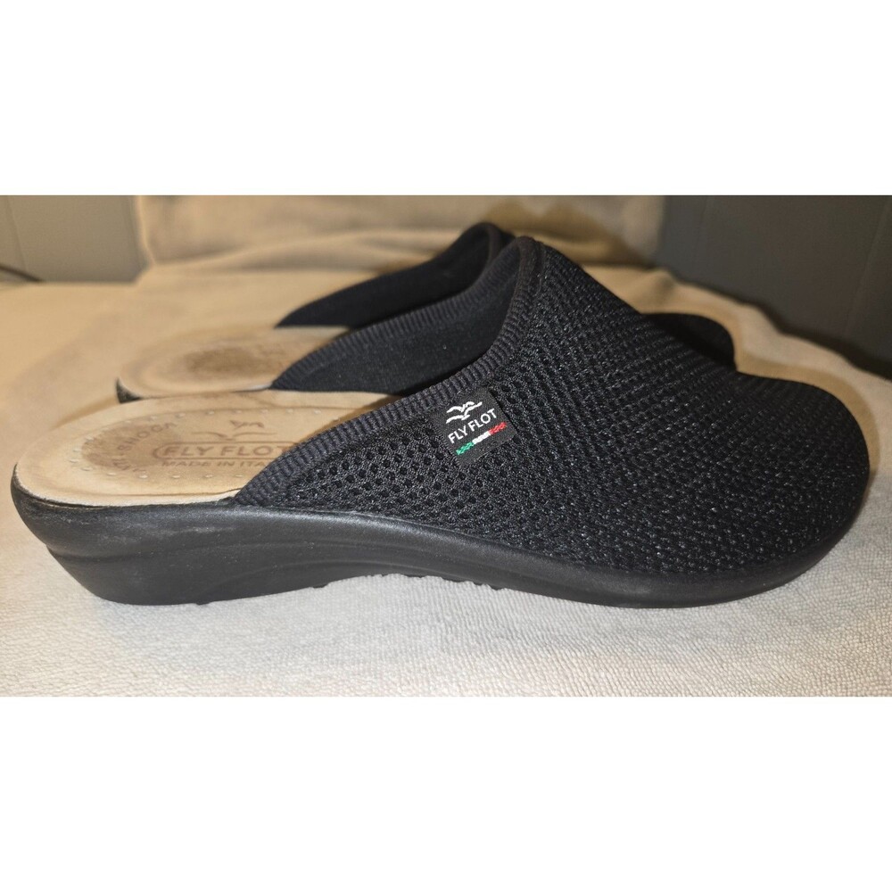 Fly Flot Black Mesh Clogs Slip-On Shoes Made In Italy Size US 7.5